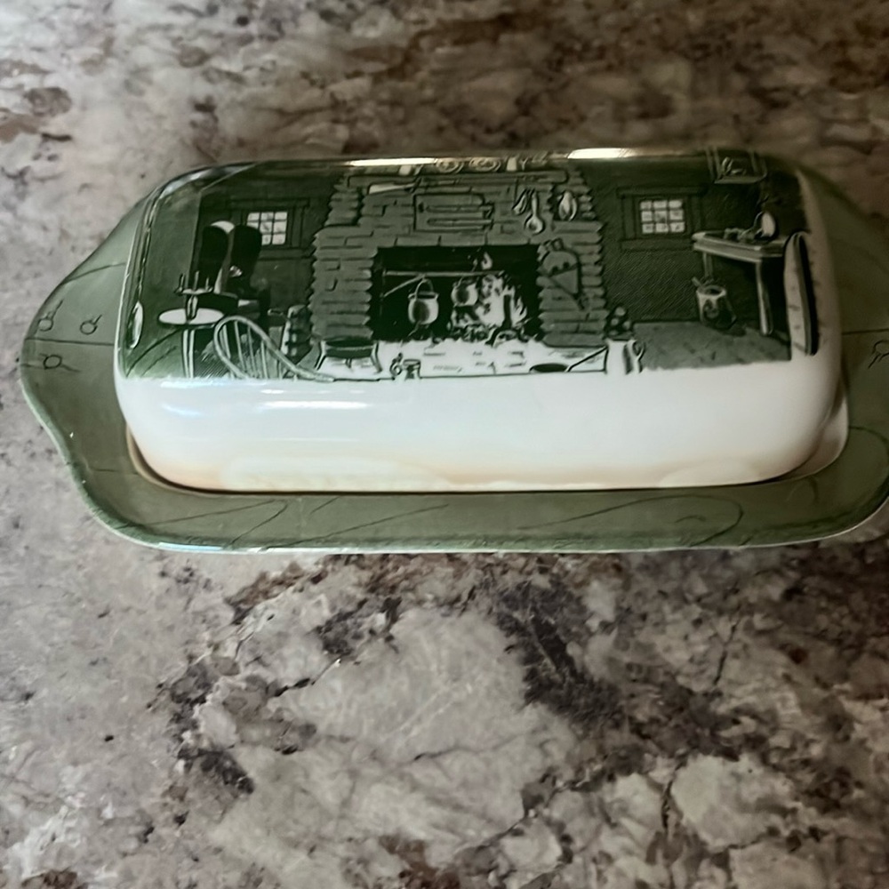 Vintage Currier & Ives Butter Dish